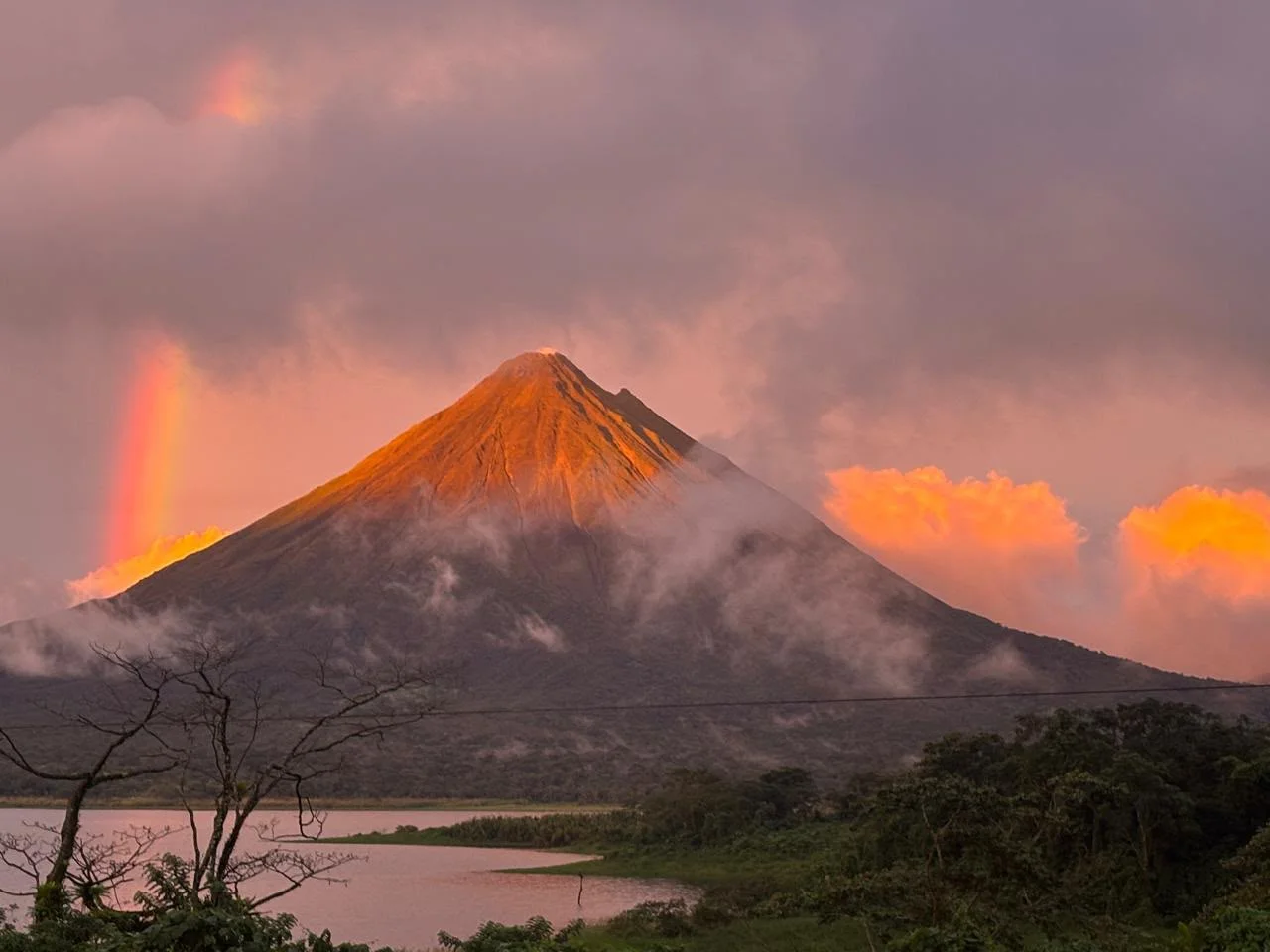 Volcano Rainbow Golden Hour